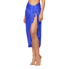 Conceited Sarong Cover ups for Swimwear Women - Wraps in many colors and lengths, Royal Blue, Small-Medium