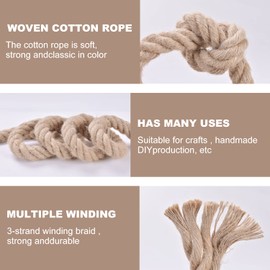 Natural Jute Rope 1-1/2 in x 50 Ft - Heavy Duty Thick Hemp Rope, Twisted Hemp Ropes for Crafts, Porch Swings, Tug of War, Railings, Nautical Decor, Landscaping & Home DIY Projects