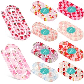 YOPPIX 20 Pcs Jumbo Strawberry Bow Acrylic Paper Clips Teacher Appreciation Gift Cute Pink Bow Paperclip Design for Office Classroom Bookmark Gift Book Lovers, Back to School Supplies