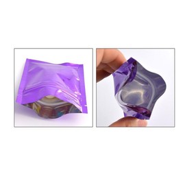 100PCS 4x6''Purple Durable Double-Sided Metallic Mylar Foil Self Sealing Zipper Bag Vacuum Sealer Food Grade Sample Packing Storage Holder Container for Cosmetic Tea Powder Candy