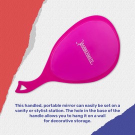 BarberMate Teardrop Mirror, Hand Mirror for Salons and Barbershops, Professional Beautician Supplies, Barber and Stylist Station Accessory, Pink
