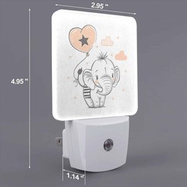 Chrobak LED Night Light,Cartoon Elephant LED Night Light Plug into Wall with Dusk to Dawn Light Sensor White Energy Efficient Nightlight for Bedroom Bathroom Hallway Living Room Kitchen