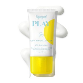 Supergoop! PLAY 100% Mineral Lotion - 1 fl oz - Broad Spectrum SPF 30 Sunscreen for Face & Body - Lightweight, Fast Absorbing + Water-Resistant - With Green Algae