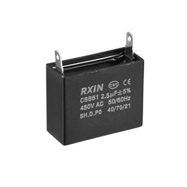 MACHSWON Ceiling Fan Capacitor Single Insert Metalized Polypropylene Film Capacitors CBB61 2.5uF 450V AC 50/60Hz Cylinder 36.5x16x29.5mm 40/70/21,1 PCS
