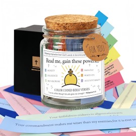 HADUIMIY Bible Verse Jar, Glass Read Me When Bible Verses Jar, Scripture Jar for Emotions and Feelings, Prayer Jar with Colored Bible Verses, Hope Bible Verses in A Jar for Man, Woman