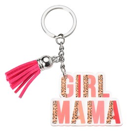 Mom Keychain Gifts from Daughter and Mother Birthday Gifts for Mom from Baby Girl Mama Keychains for Mom Mothers Day Gifts for First Time Mommy Gifts 2024 Pink Leopard Tassel Key Chain for Women
