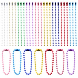 Arcjunys Colourful Ball Chain Stainless Steel Ball Chain Ball Chains with Connectors Stainless Steel Beads Roller Chain for DIY Jewellery Making Tags Chain Key Chain Pack of 100