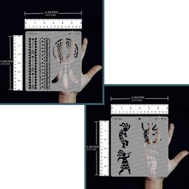 CrafTreat Reusable Tribal Stencils for Painting on Wood, Wall, Tile, Canvas, Paper, Fabric and Floor - Dream Catcher and Kokopelli - 2 Pcs - 6x6 Inch Each - DIY Art and Craft Stencils Kokopelli