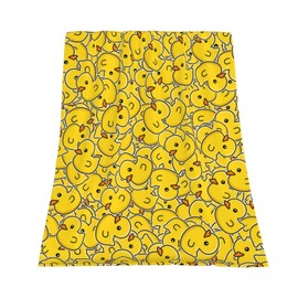 Qucarder Cute Rubber Duck Throw Blanket Yellow Cartoon Ducks Throw Blankets Lightweight Cozy Flannel Blanket for Living Rooms Bedroom Couch Sofa Home Decor 60x80 Inch