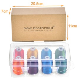 New brothread - 18 Options - 8 Snap Spools of 1000 m Each Polyester Machine Embroidery Thread with Clear Plastic Storage Box for Embroidery & Quilting - Fruit&Garden
