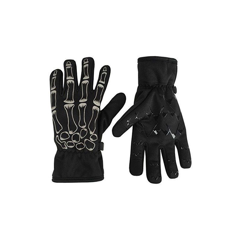 N'Ice Caps Boys Plush Lined Breathable Skeleton Stretch Lightweight Gloves