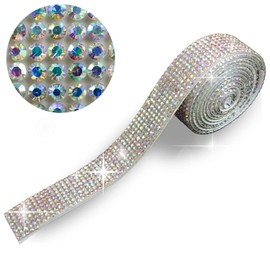R010 Rhinestone Tape Glitter Decoration Sticker [Aurora] 1 Roll Width 0.7 x Length 36.2 inches (18 mm) x Length 36.2 inches (915 mm) Glitter Puffy Round