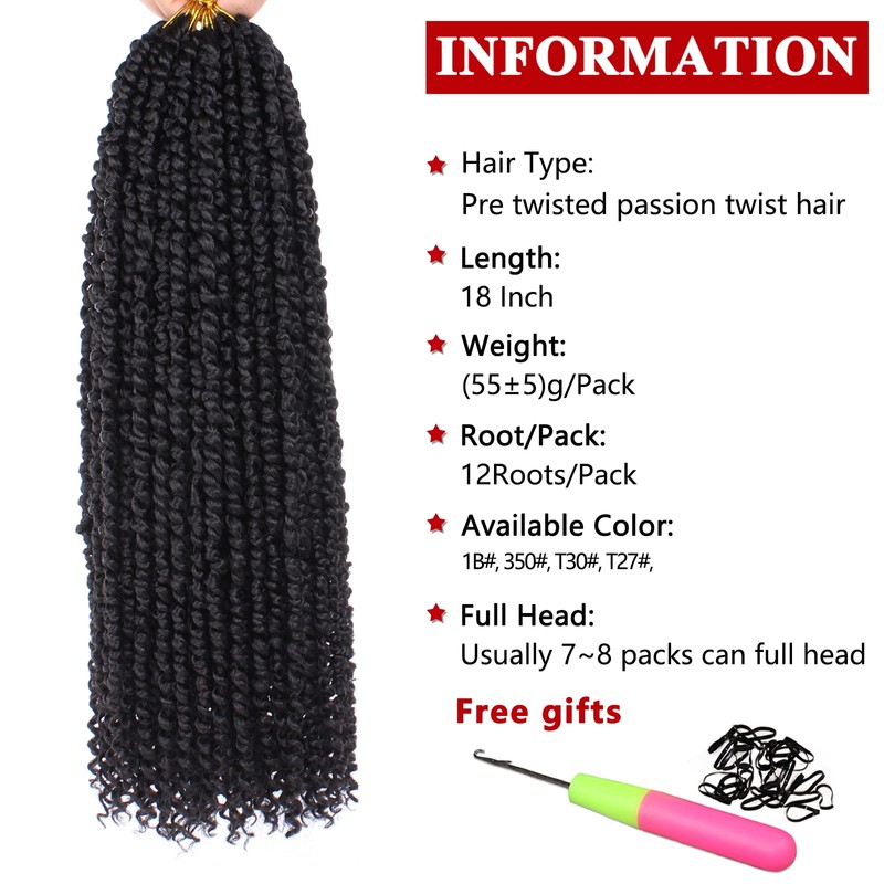 Xtrend 18 Inch 8 Packs 12 Strands/Pack Pre-Twisted Passion Twist