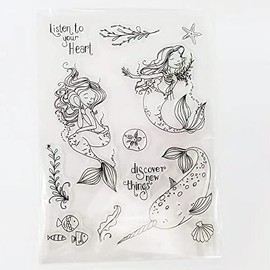 Welcome to Joyful 1pcs Summer Sea Mermaid Clear Stamp for Card Making Decoration and Scrapbooking 11x15cm