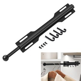 Valet Rod for Closets Pull Out, 12 inch Long Expendable and Reversible Aluminum Valet Clothing Hanger Rods Organization and Storage