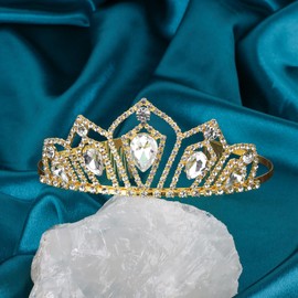 CURASA Gold Crown for Women, Crystal Princess Tiaras for Little Girls, Queen Crown for Birthday Bridal Wedding Quinceanera Pageant Prom