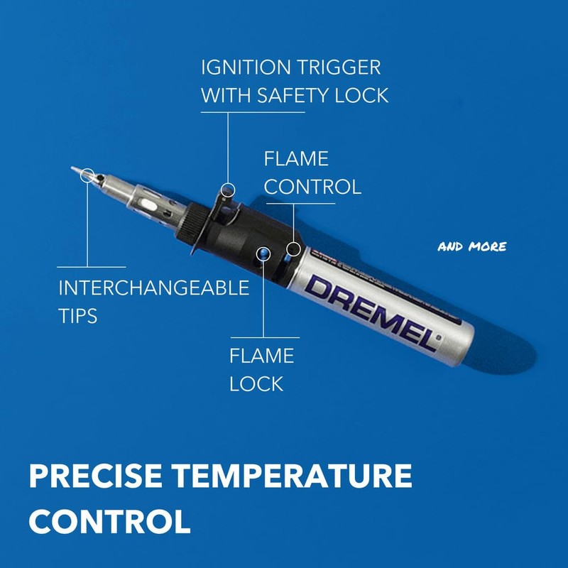 Dremel VersaTip Precision Butane Torch - Long Lasting Cordless Soldering