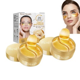 lisade 24K Gold Snail Mucin Eye Mask for Wrinkles - Hydrating & Firming Under Eye Patches | Reduce Dark Circles, Puffiness & Fine Lines | Anti-Aging Gel Eye Pads with Caffeine