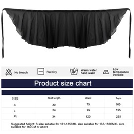 Wisebom Girls Ballet Wrap Skirt, Chiffon Dance Skirts Adjustable Waist Tie Ballet Skirts Black Chiffon Leotard Wrap Skirts for Girls Women (UK, Alpha, XL, Regular, Regular, Black)