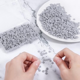 Hiswan 1000pcs Heishi Beads Polymer Clay Beads for Jewelry Making Bracelets Necklace 6mm Gray