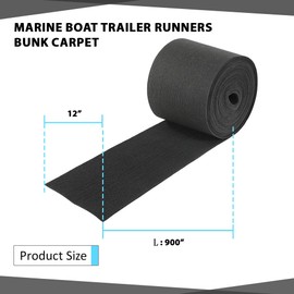 Boat Trailer Bunk Carpet 12" x 75ft, Ribbed Marine Bunk Carpet Trailer Step Carpeting Fit for Boat Trailer Bunks Runner, Decks, Boat Docks