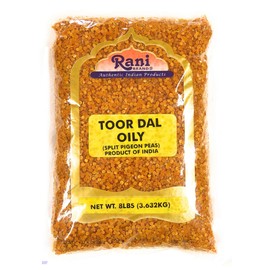 Rani Toor Dal (Split Pigeon Peas) Oily, 128oz (8lbs) 3.63kg Bulk ~ All Natural | Gluten Friendly | NON-GMO | Vegan | Indian Origin