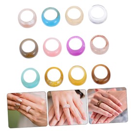FRCOLOR 12pcs Colorful Vintage Resin Finger Joint Rings Unisex Fashion Knuckle Rings Durable Lightweight Creative Outfits Comfortable Allergy