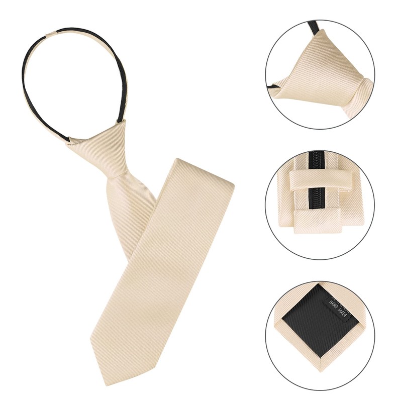 [Allegra K] Men's Necktie Low Tie Flat Stripe Adjustable Zipper