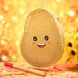 Sonwyoung Potato Piñata for Kids Birthday Party 15 x 12 x 2.8 Inches Veggies Theme Piñata with Stick Blindfold and Confetti for Baby Shower Photo Props Cinco De Mayo Fiesta Decoration