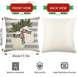 ALINK Snowman Reindeer Gloves Holly Buffalo Plaid Christmas Cushion Covers Set of 4 45 x 45 cm Winter Decorative Cushion Cover Couch Living Room Decoration