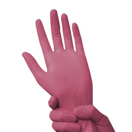 Vivid Nitrile Exam Gloves - Medium, Pink, Disposable, Food Safe, Textured