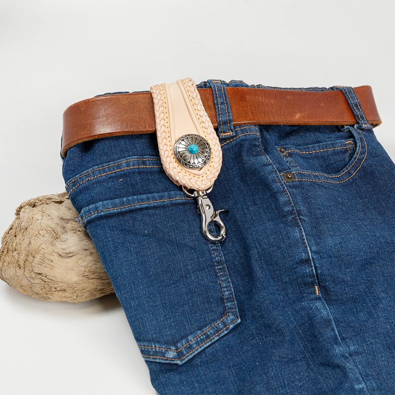 Gravedad Cowhide Men's Belt Loop Genuine Leather Key Chain Leather