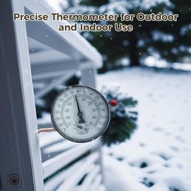 4-Inch Outdoor Thermometer, Brass Outdoor Thermometer Waterproof for Patio,High Accuracy Copper Thermometer with Humidity Gauge, Battery-Free and Weather Resistant, Easy Wall Mount