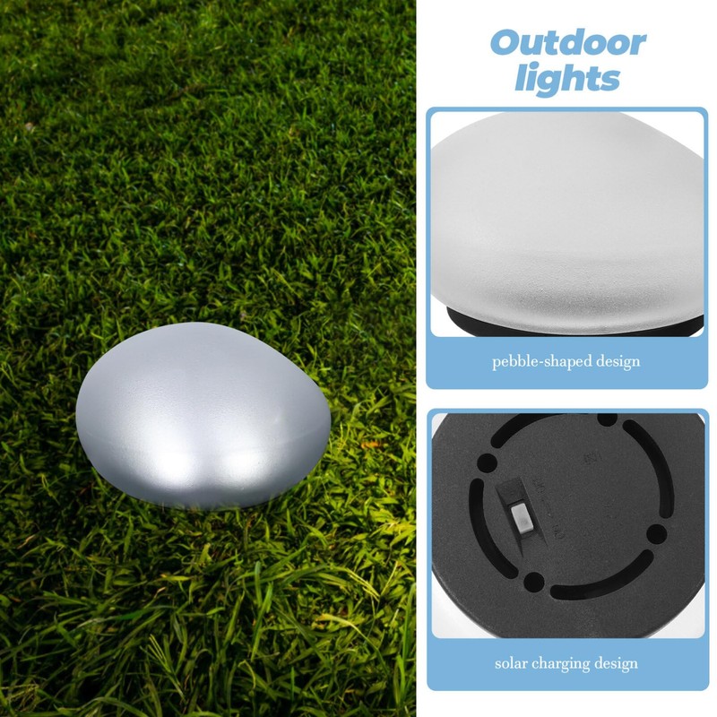 SUPVOX Solar Garden Lights, Solar Path Paver Stones, Pebble Shape