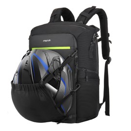 MOSISO Motorcycle Helmet Backpack Bag, Large Capacity Riding Backpack for Motorcycle Riders, Expandable Motorbike Helmet Bag with Back Full Open Laptop Compartment&Hidden Net, Black