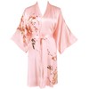 Ledamon Women's 100% Silk Kimono Short Robe (Light pink-A)