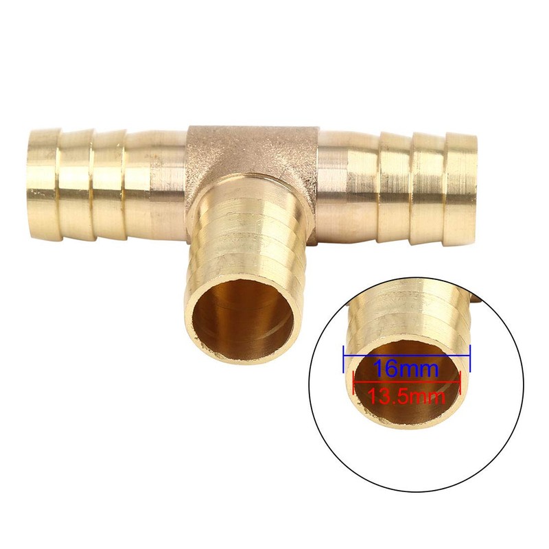 X AUTOHAUX 16mm Hose Barb Brass 3 Way Tee Joiner
