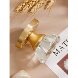 SORWDUERM Gold Door Knobs Crystal Door Knob Brushed Gold Passage Door Knobs Glass Satin Brass Interior Door Knob for Hall and Closet 2 Pack