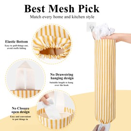 TOGETRUE Plastic Bag Holder, Wall Mount Grocery Bag Holder, Reusable Trash Bag Organizer for Home Kitchen Pantry Decor (Yellow)