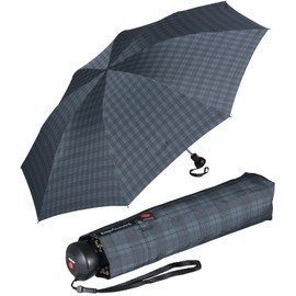 Knirps Minimatic SL Gents Print Men's Pocket Umbrella, Check-anthracite