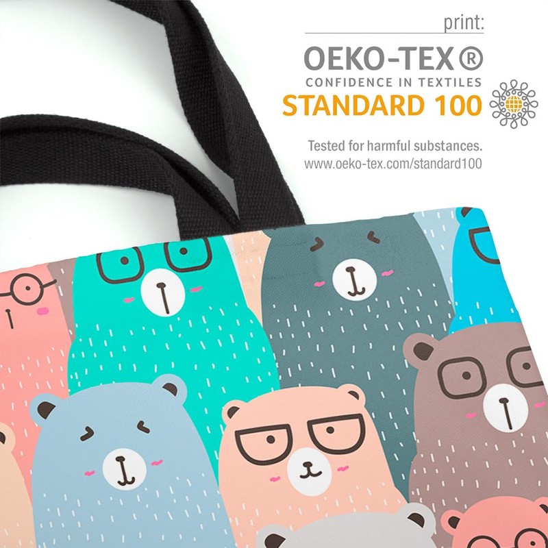 VOID Bären Brillen Bunt Comic Tasche 33x33x14cm,15l Einkaufs-Beutel Shopper Einkaufs-Tasche