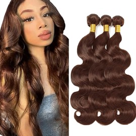 28 28 28 Inch Chocolate Brown Bundles Color #4 Body Wave Human Hair Bundles Brazilian Color #4 Bundles Hair Weave Dark Brown Body Wave Bundles Human Hair Extensions