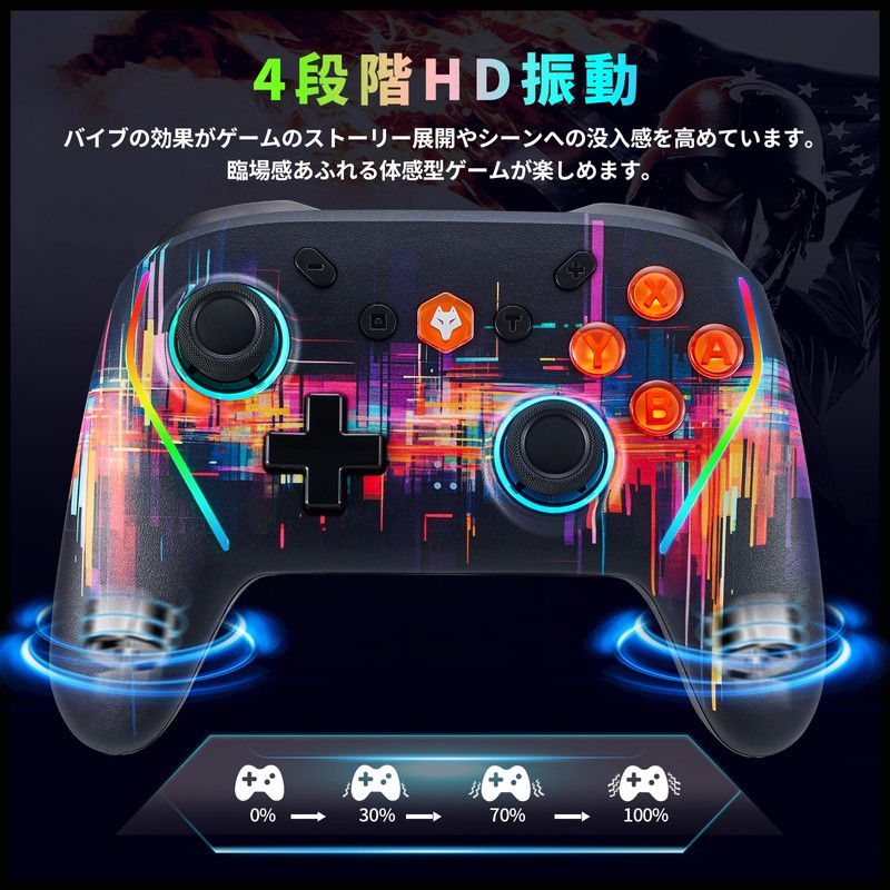 NBCP(ウルフパワー) Switch コントローラー プロコントローラー 連射コントローラー ワンタッチスタート 背面ボタン搭載 無線 TURBO 連射機能