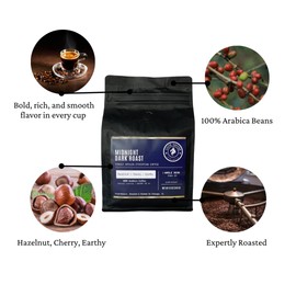 Lily’s Coffee, Ethiopian Specialty Coffee, Whole Bean, Single-Origin, 100% Arabica Beans, 12oz Bag (Midnight Dark Roast)
