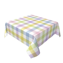 BETGINY Easter Plaid Square Tablecloth 54x54 Inch,Spring Coloring Checkered Table Cloth,Wrinkle Stain Waterproof Holiday Table Cover,Rustic Rainbow Small Fabric Farmhouse Tablecloth for Party Picnic