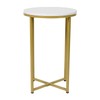 Flash Furniture Hampstead Collection End Table - Modern White Marble Finish End Table - Crisscross Brushed Gold Frame