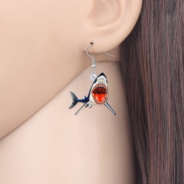 DOWAY Acrylic Cute Shark Earrings Dangle Sea Animals Jewelry Decoration Gifts for Women Girls (Jaws Shark B)