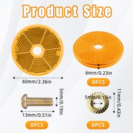 Pack of 8 Cat Eye Reflectors Round Yellow Pendant Reflectors Cat Eyes Pendant with E-Mark for Cars, Trailers, Trucks and Caravans