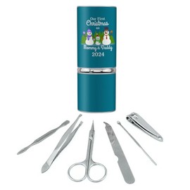 Our First Christmas as Mommy and Daddy 2024 Snowman Family Stainless Steel Manicure Pedicure Grooming Beauty Care Travel Kit