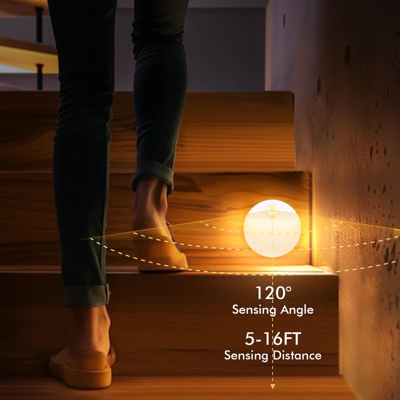 Guankai 3 Pack Motion Sensor Stair Light for Indoor, Battery
